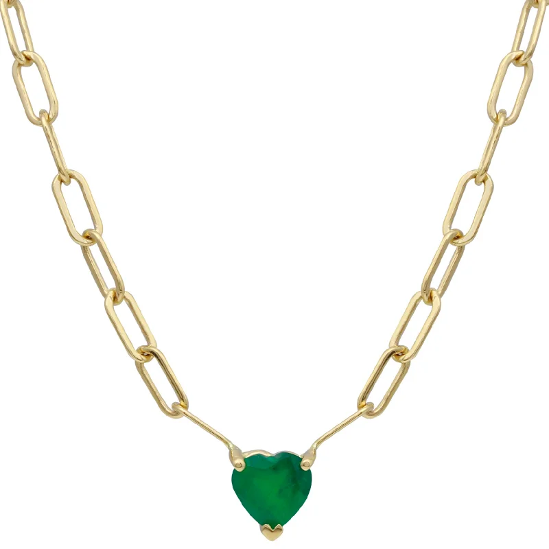 Ladies necklaces statement pieces-Emerald Heart Necklace