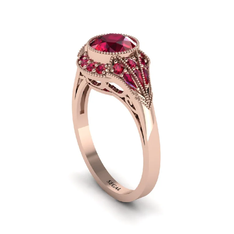 Ladies engagement rings investment value-Ruby Vintage-Inspired Besel Engagement Ring - Makenzie No. 56