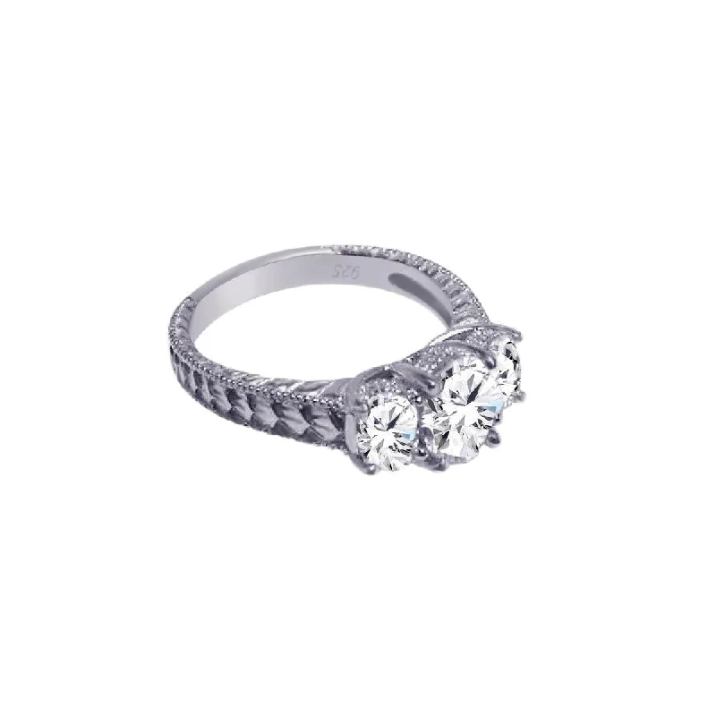 Ladies rings girlfriend surprises-Silver 925 Rhodium Plated CZ Past Present Future Ring - ACR00004