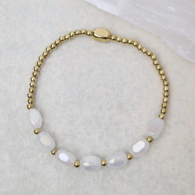 Ladies bracelets animal themes-Meet Me Half Way Pop Of Color Bracelet in White Cap & Gold