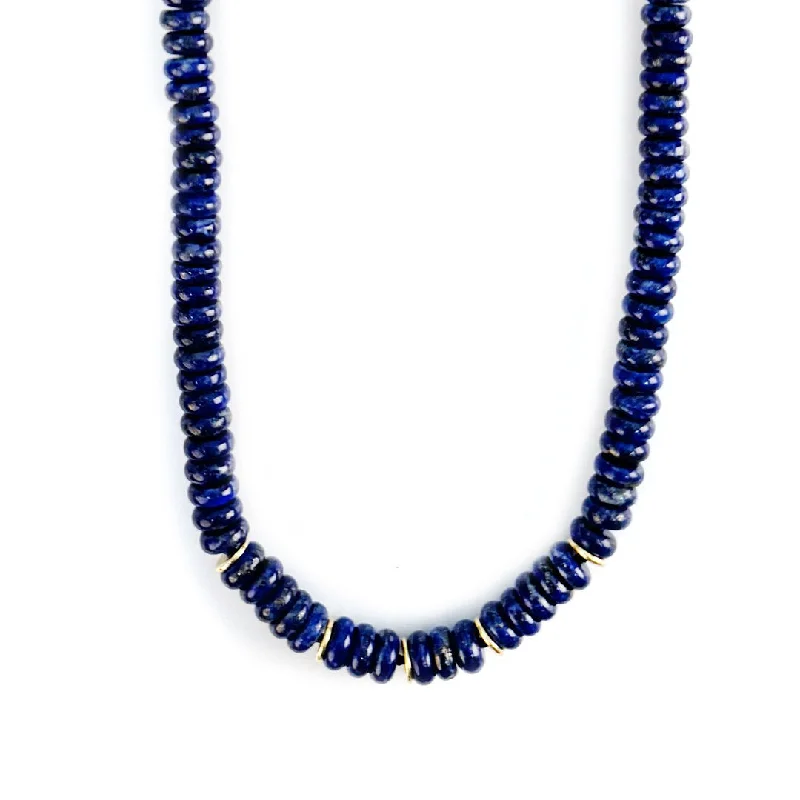 Ladies necklaces minimalist looks-Lapis Bead Necklace