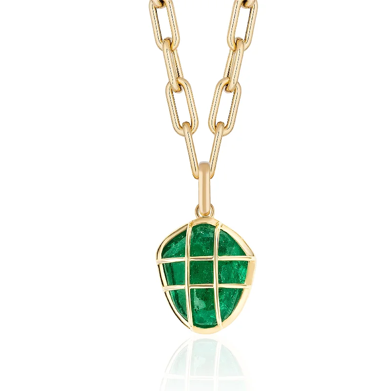 Ladies necklaces Christmas styles-Emerald Cage Pendant Necklace