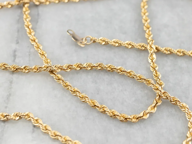 Ladies necklaces length guide-14K Gold Twisted Rope Chain Necklace