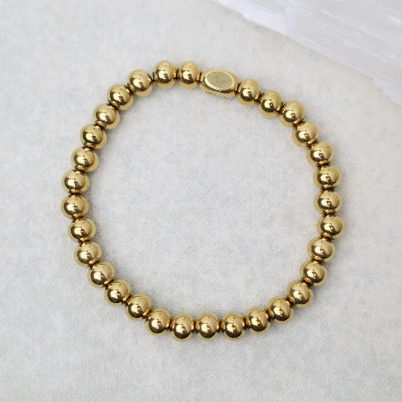 Ladies bracelets sentimental value-6mm Plain Ball Bracelet in Gold Plated Stainless Steel