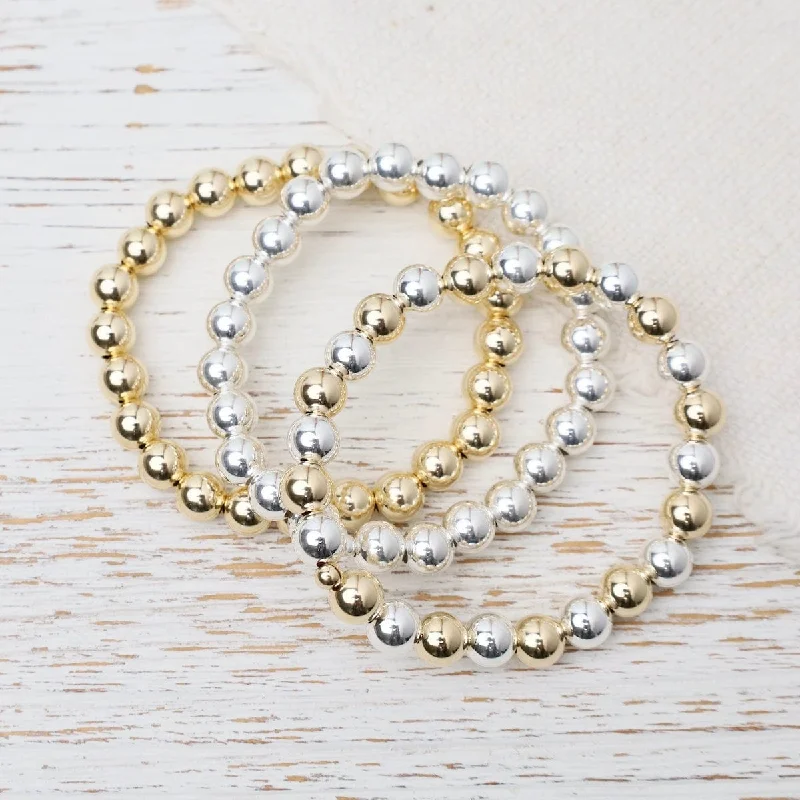 Ladies bracelets modern appeal-8mm Classic Ball Bracelet in Silver, Gold, or Two Tone