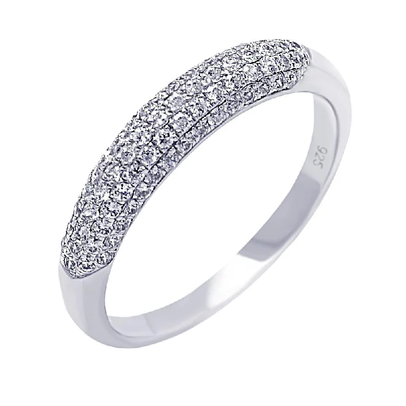 Ladies rings middle finger-Silver 925 Rhodium Plated Micro Pave CZ Ring - ACR00032