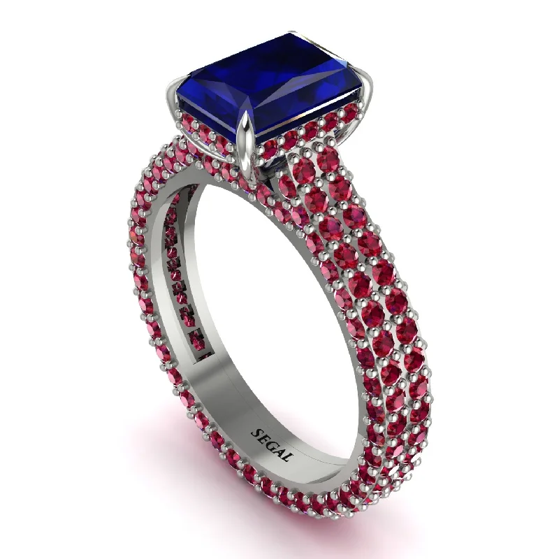 Ladies engagement rings proposal tips-Radiant Cut Sapphire Pave Engagement Ring - Kenzie No. 60