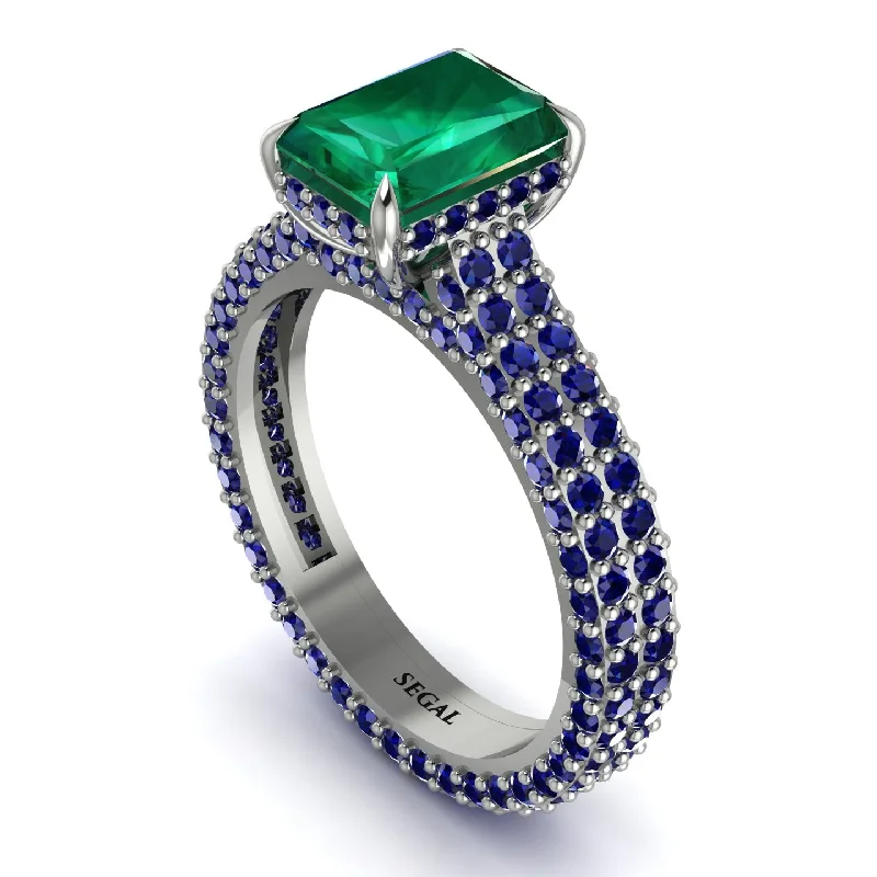 Ladies engagement rings customer reviews-Radiant Cut Emerald Pave Engagement Ring - Kenzie No. 66