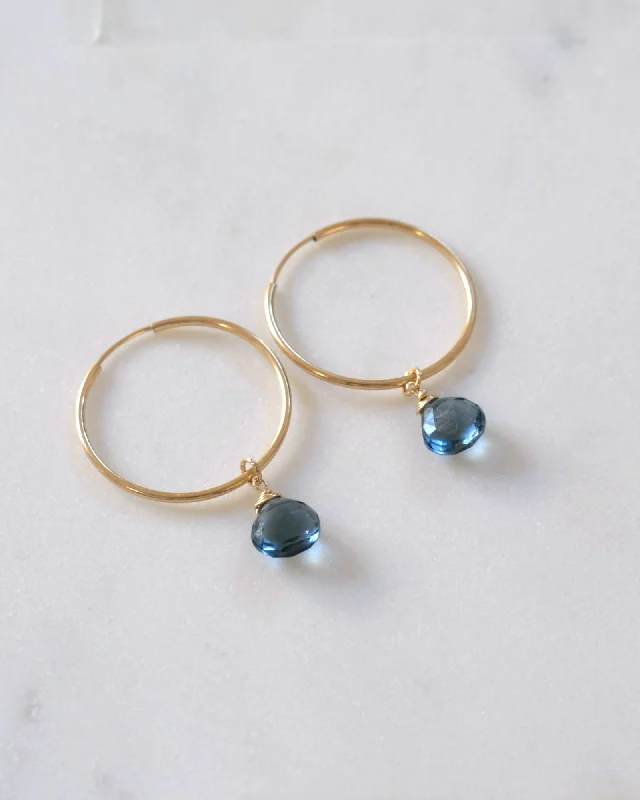 Ladies earrings proposal surprises-London Blue Topaz Hoop Earrings