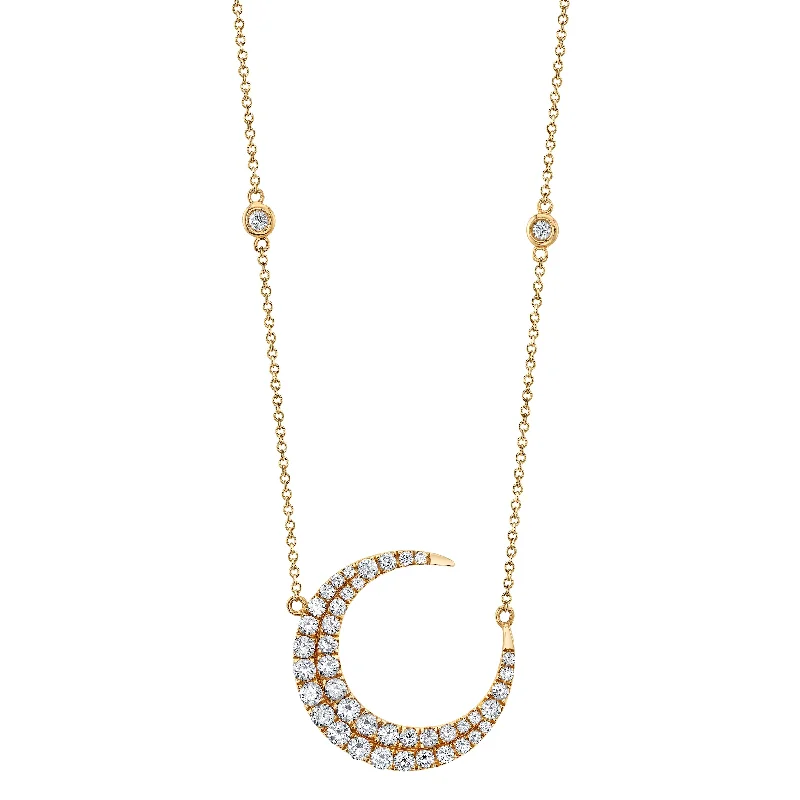 Ladies necklaces length guide-Diamond Crescent Moon Necklace