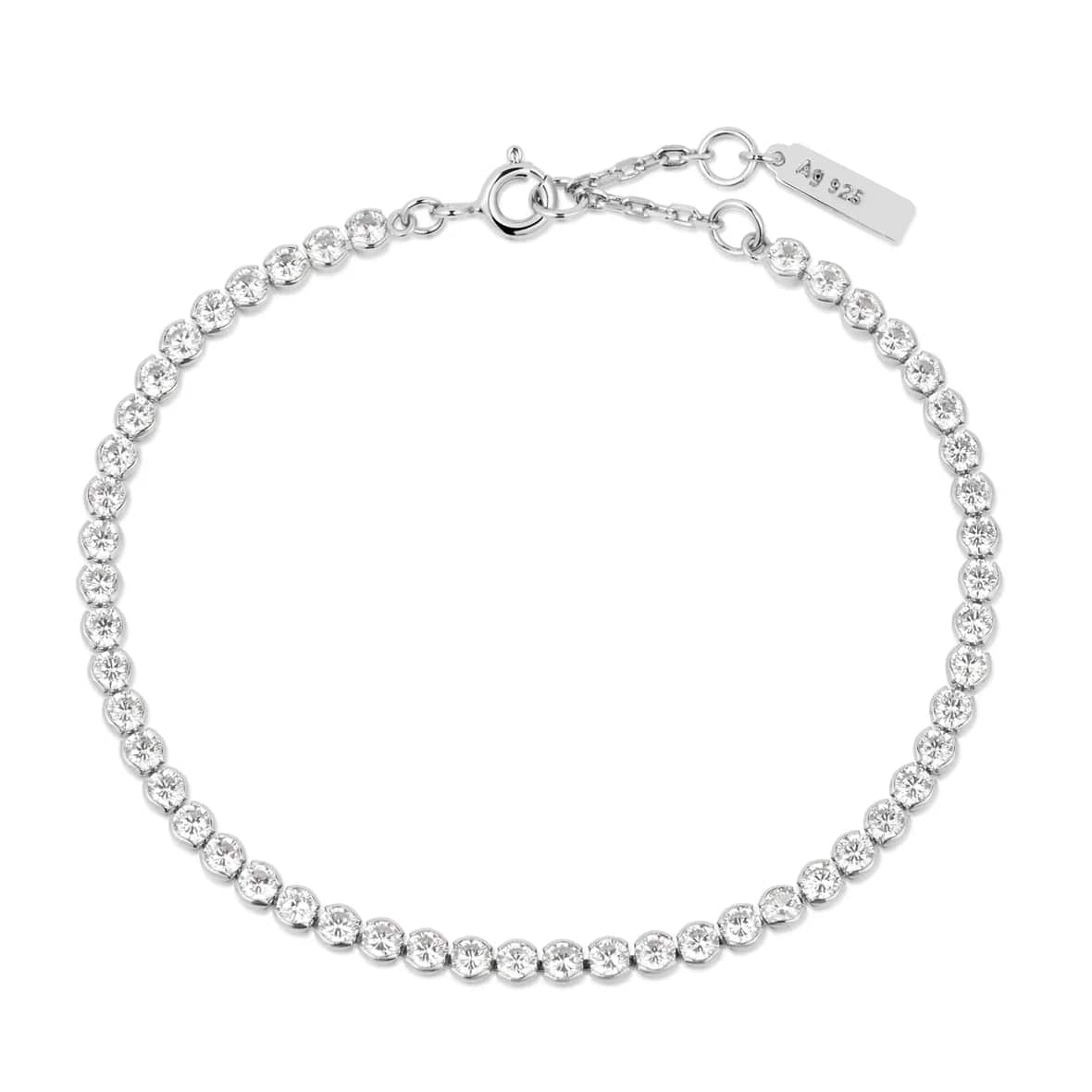 Ladies bracelets popular brands-Silver Row Bezel Set Bracelet