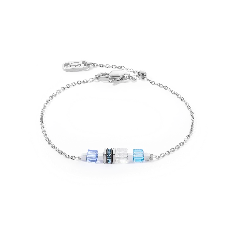 Ladies bracelets chain designs-Silver Blue Mini Cubes Bracelet