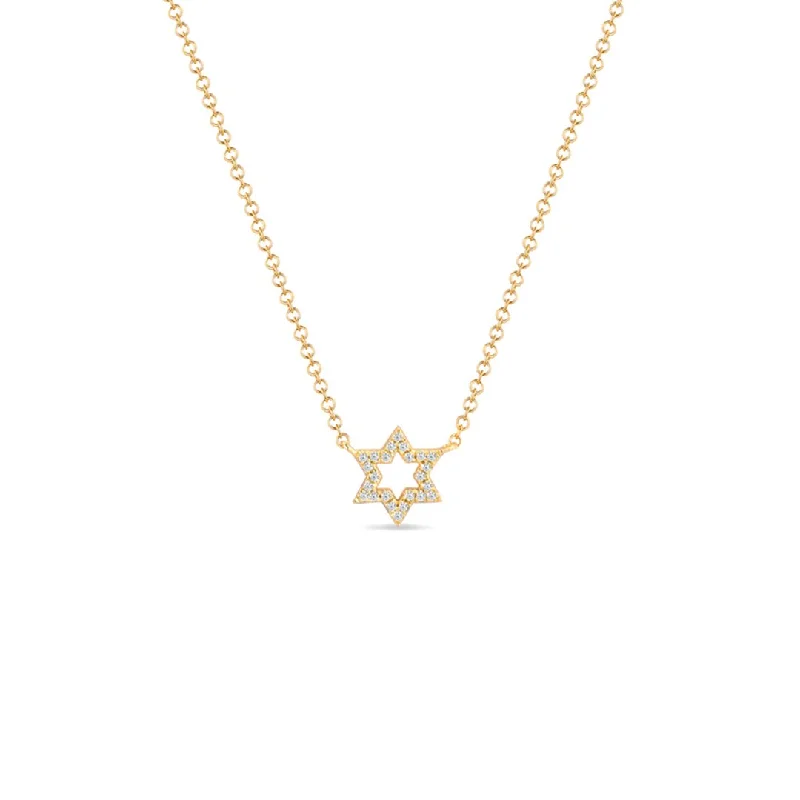 Ladies necklaces worldwide styles-0.07 ctw Diamond Open Star Necklace