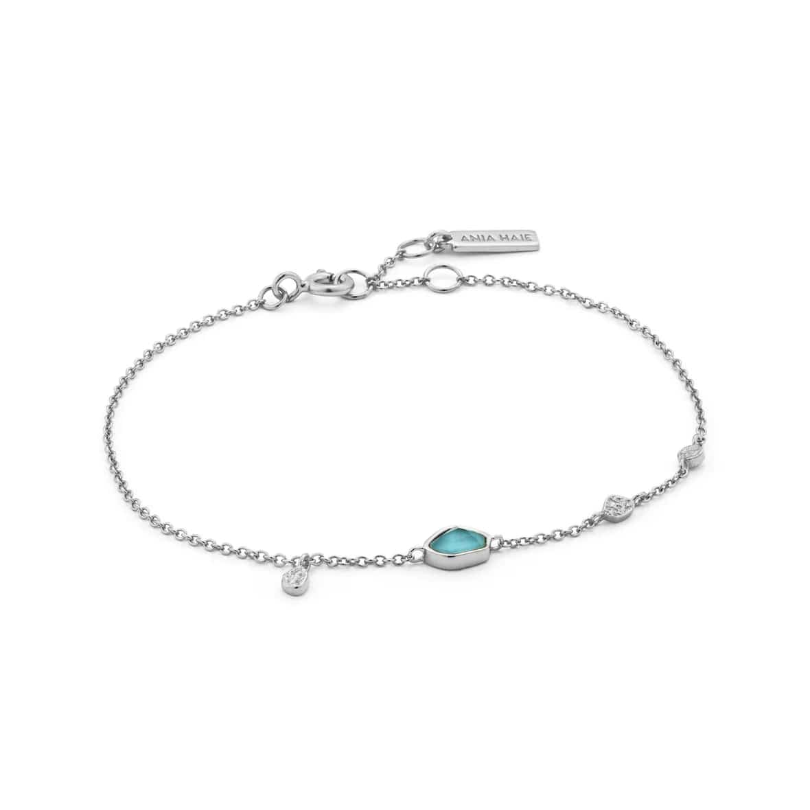 Ladies bracelets boho flair-Silver Turquoise Discs Bracelet