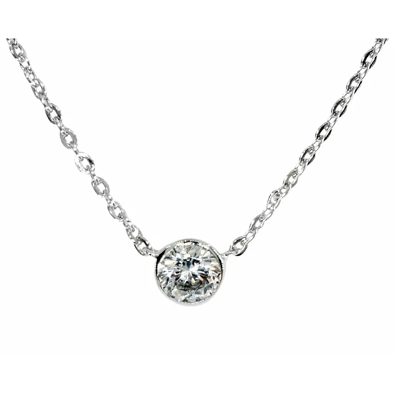 Ladies necklaces multi-layer-Solitaire Bezel Necklace