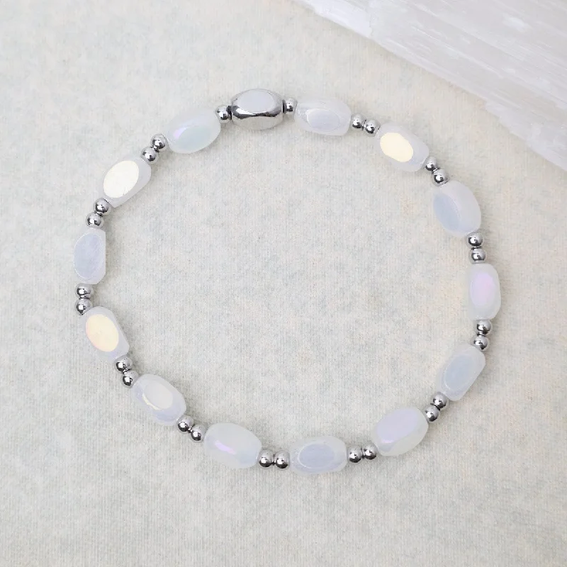 Ladies bracelets investment value-All in Pop Of Color Bracelet in White Cap & Stainless Steel