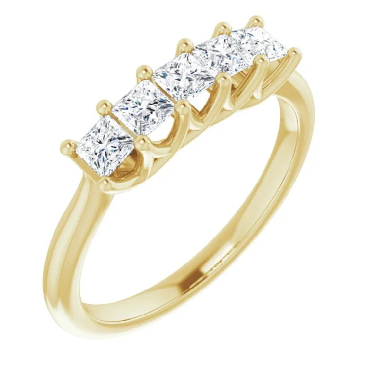 Ladies rings white gold-14K Yellow 5/8 CTW Natural Diamond Anniversary Band