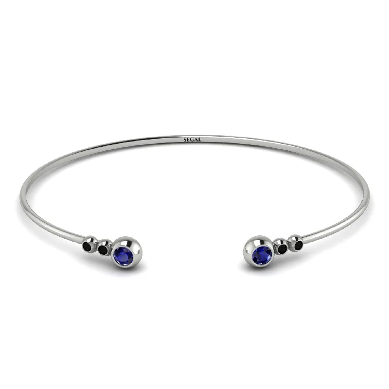 Ladies bracelets group styles-Geometric Bezel Sapphire Bracelet - Josie No. 45