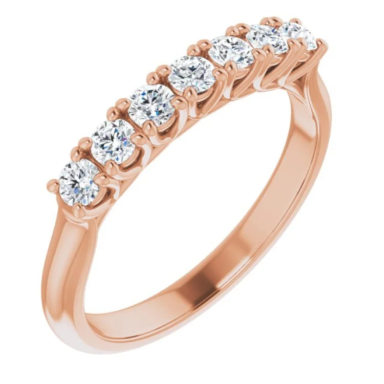 Ladies rings sapphire stones-14K Rose 3/8 CTW Natural Diamond Seven-Stone Anniversary Band