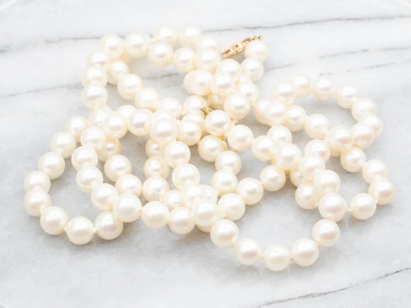 Ladies necklaces wedding styles-Long White Pearl Beaded Necklace