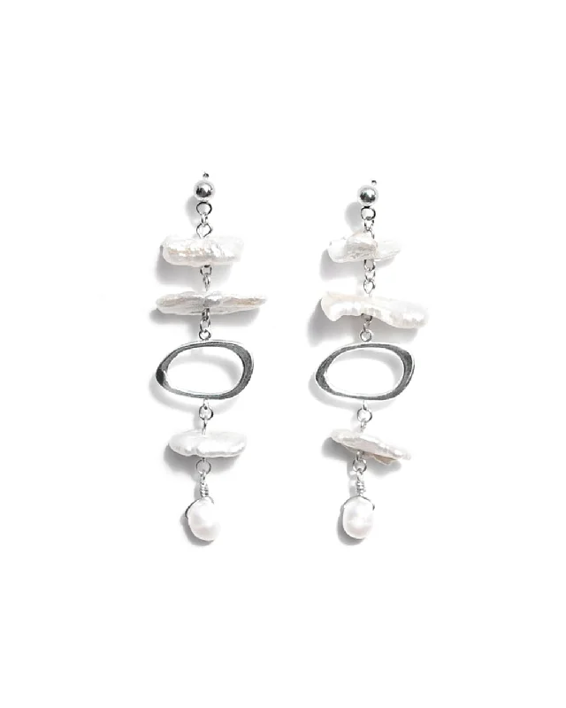 Ladies earrings store locations-Biwa Silver Earrings