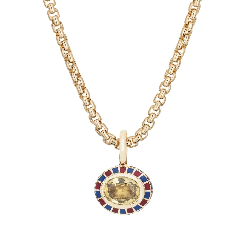 Ladies necklaces Mother’s Day-Chartreuse Sapphire Checkered Pendant Necklace