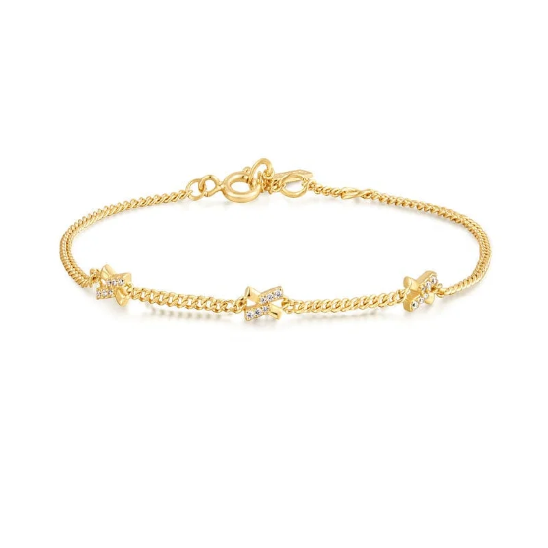 Ladies bracelets subtle luxury-Gold Cross Station Bracelet