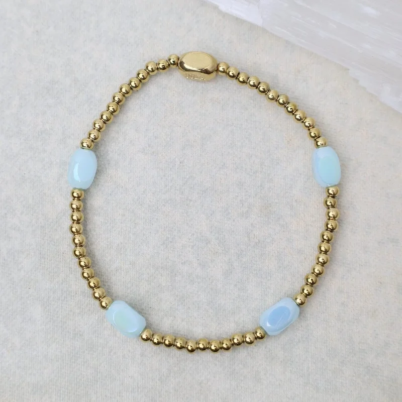 Ladies bracelets jade accents-Here & There Pop Of Color Bracelet in Blue Sky & Gold