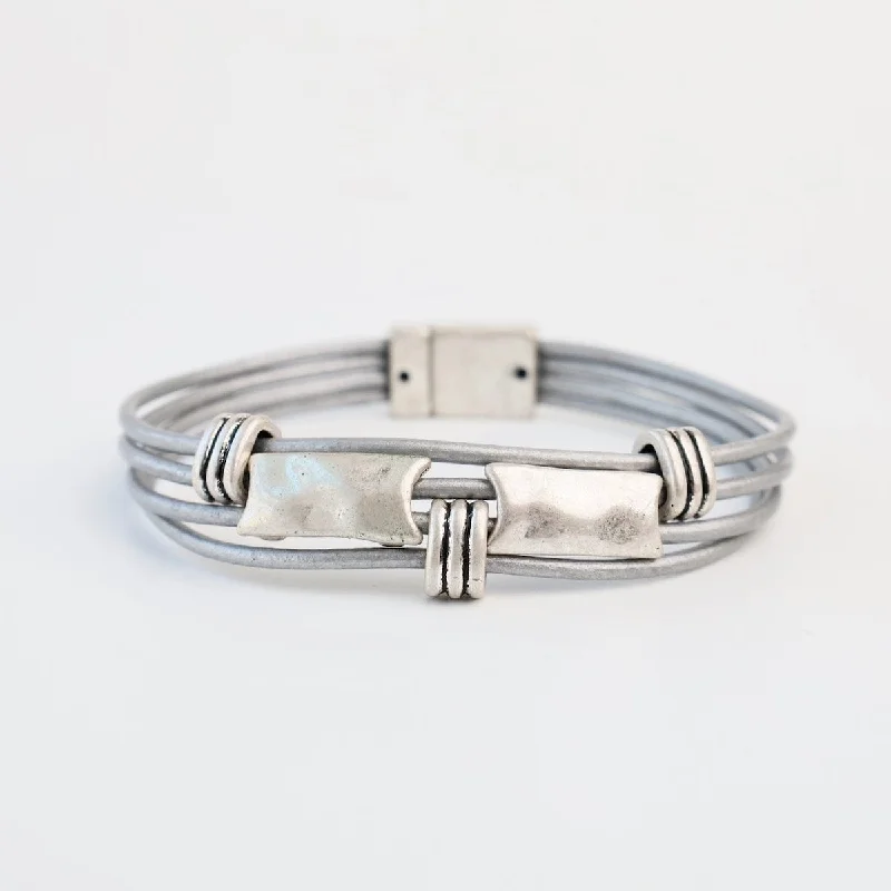 Ladies bracelets casual vibes-Matte Silver Grey Rectangle Bracelet