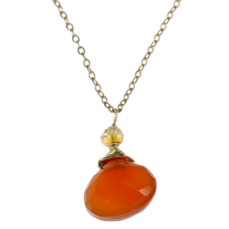 Ladies necklaces online shopping-Orange Carnelian One Drop Necklace