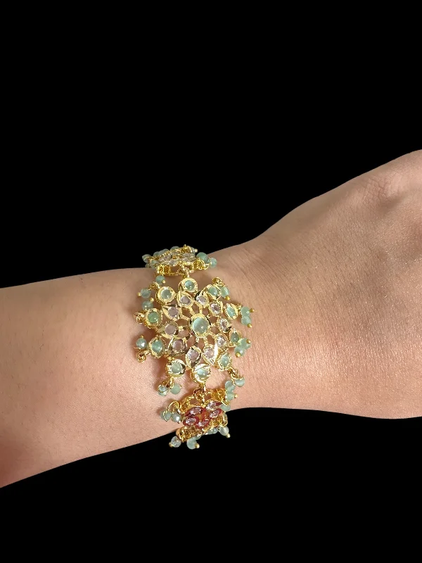 Ladies bracelets ethnic patterns-Amal hyderabadi bracelet in mint  ( READY TO SHIP )