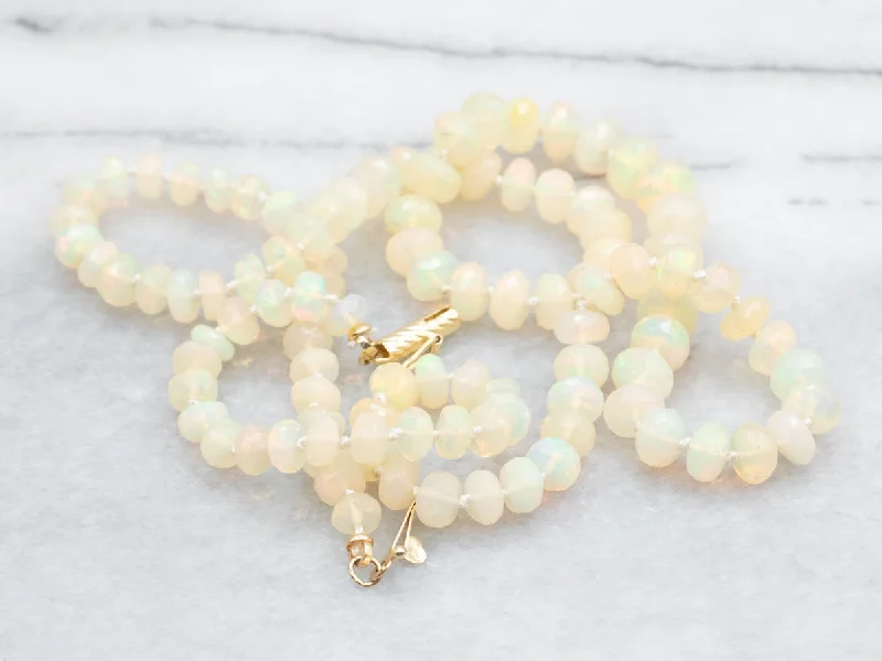 Ladies necklaces designer labels-Faceted Ethiopian Opal Strand Necklace