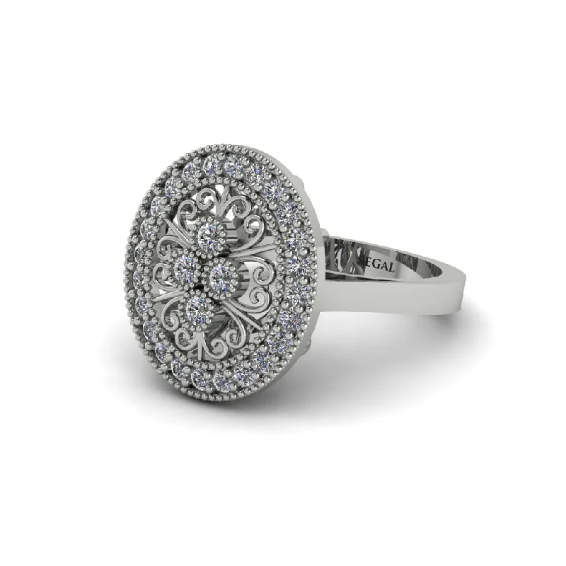 Ladies engagement rings three-stone-Diamond Vintage Victorian Floral Halo Engagement Ring - Nina No. 3