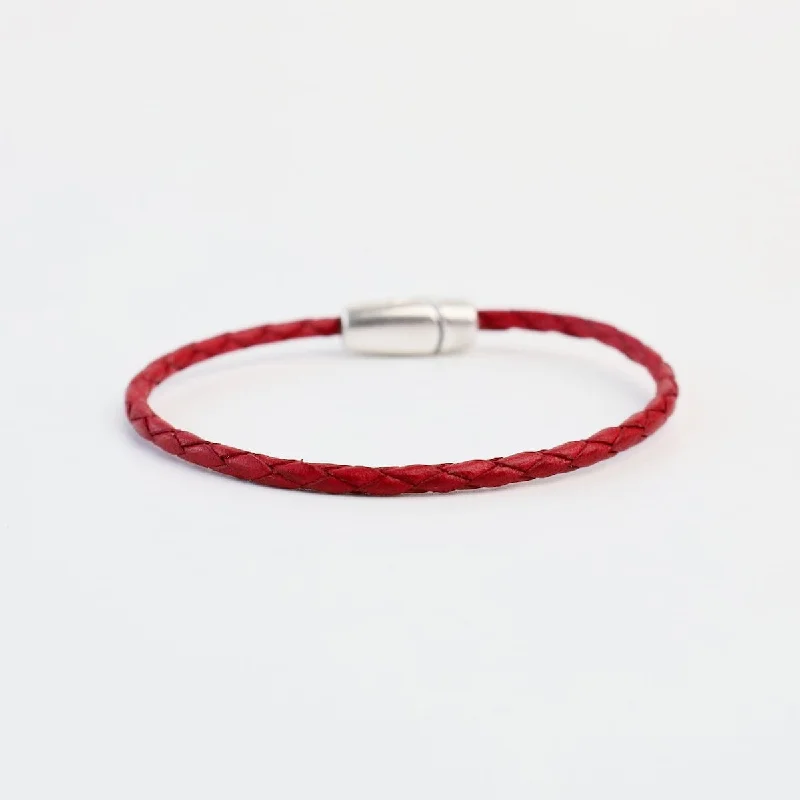 Ladies bracelets buying tips-Zoe Braided Red Leather Bracelet