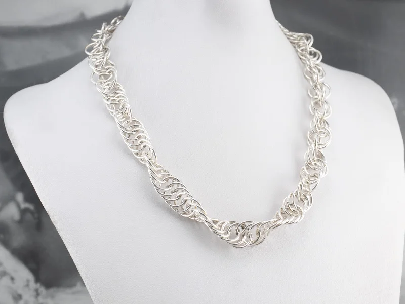 Ladies necklaces celebrity trends-Sterling Silver Twist Link Chain Necklace