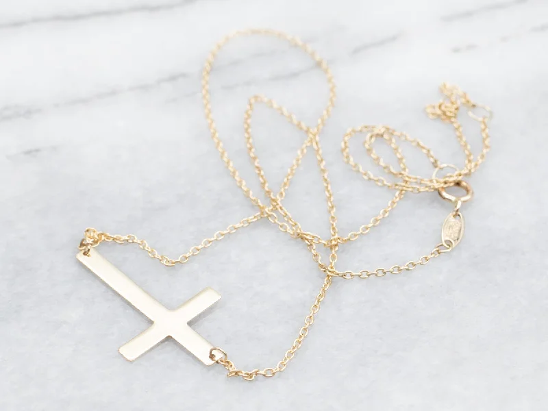 Ladies necklaces elegant looks-Simple Yellow Gold Cross Pendant Necklace