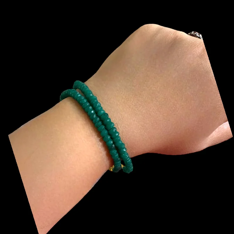 Ladies bracelets girlfriend treats-Emerald  beads bracelet ( SHIPS IN 4 WEEKS  )