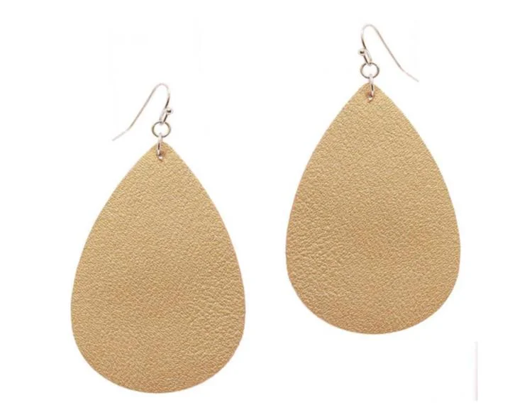 Ladies earrings buying tips-GOLD FAUX LEATHER DROP EARRINGS