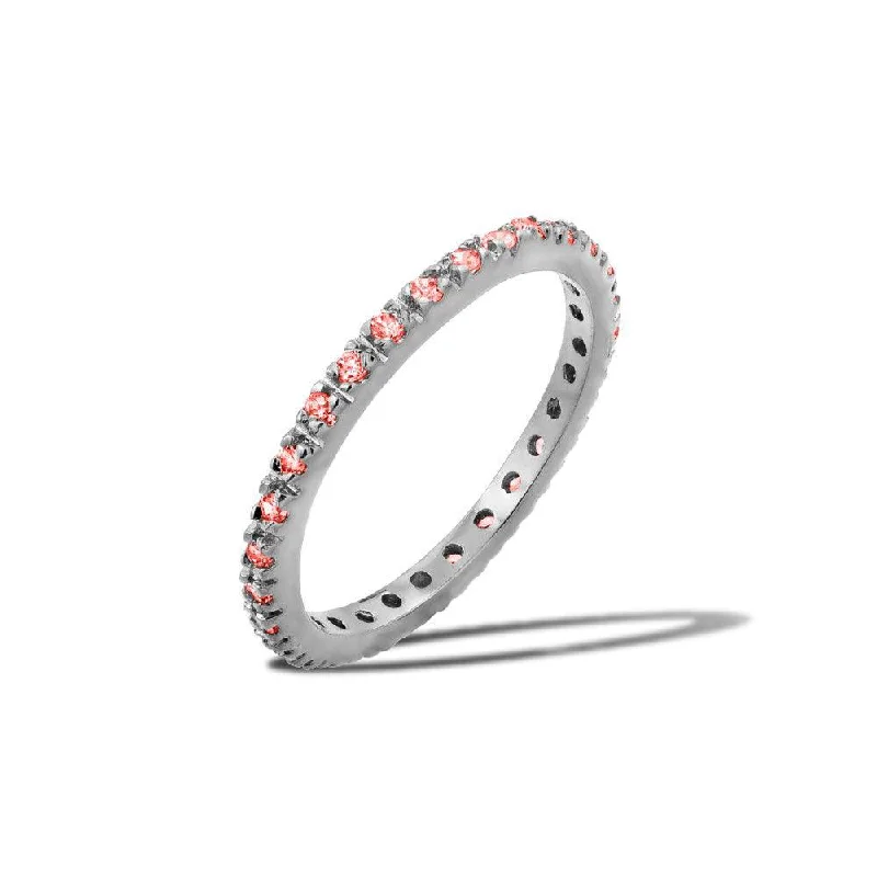 Ladies rings daily wear-Rhodium Plated 925 Sterling Silver Plated Birthstone Inlay Eternity Ring July - BGR00339JUL