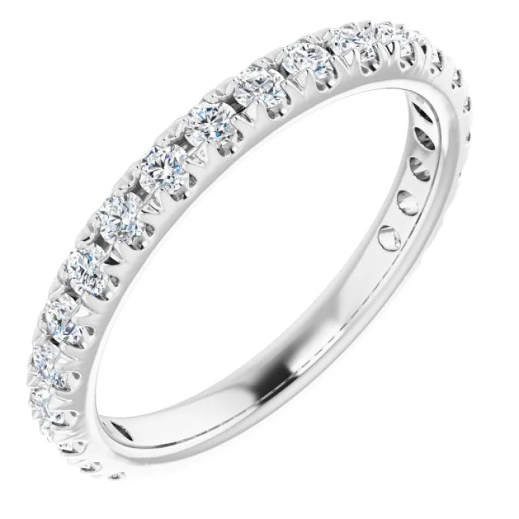 Ladies rings boho vibes-14K White 5/8 CTW Natural Diamond French-Set Anniversary Band