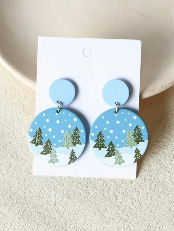 Ladies earrings gift choices-Beautiful Acrylic Snowy Christmas Tree Earrings