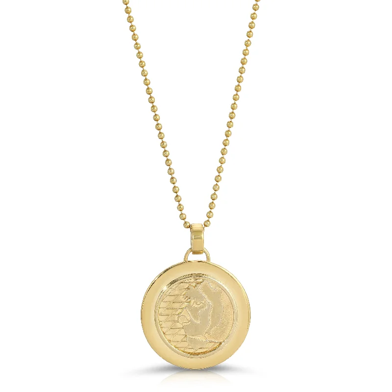 Ladies necklaces choker styles-Lioness Coin Necklace, Large