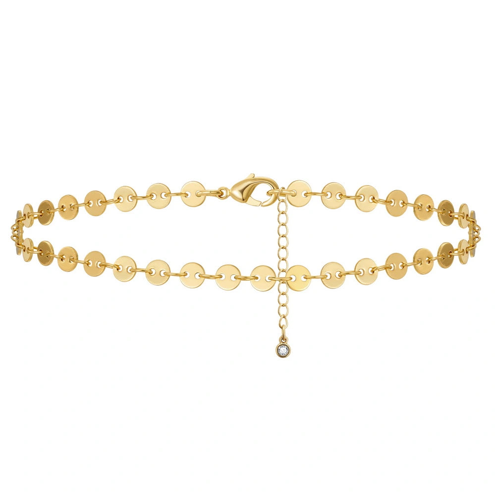 Ladies bracelets cuff looks-Dainty 14k Gold Adjustable Ankle Bracelets- Sequin