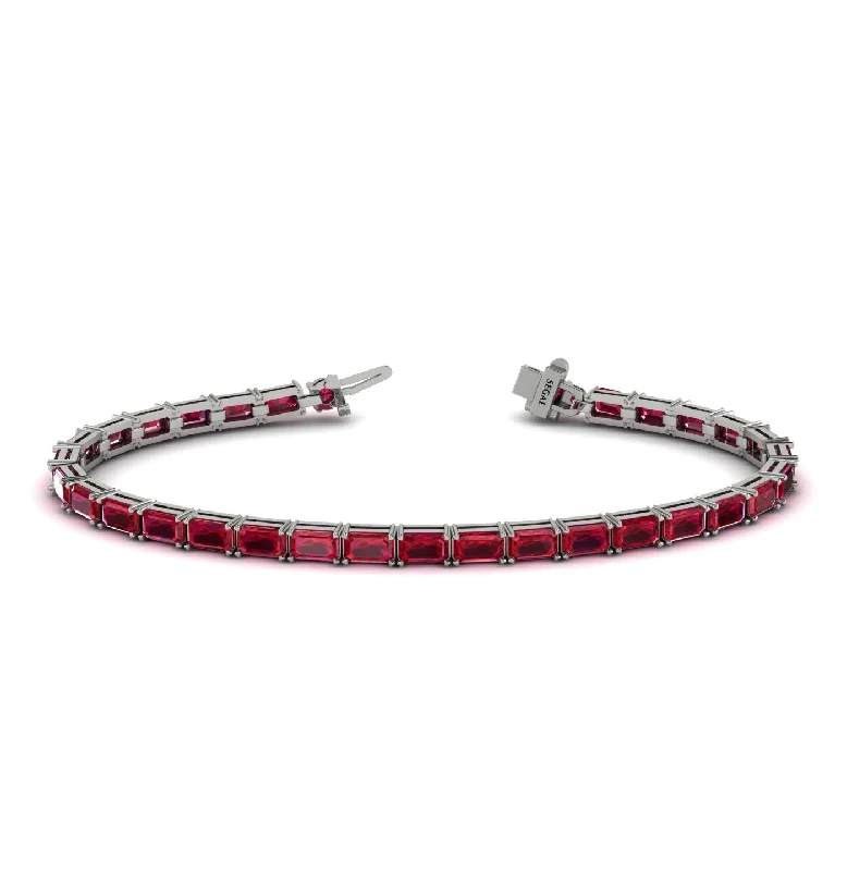 Ladies bracelets 2025 trends-Emerald Cut Ruby Tennis Bracelet - Rachel No. 12