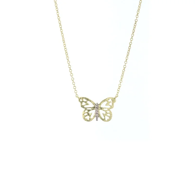 Ladies necklaces elegant looks-Diamond Butterfly Necklace | 0.02 ctw