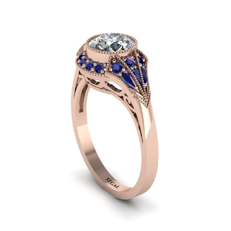 Ladies engagement rings eco-friendly-Sapphire Vintage-Inspired Besel Engagement Ring - Makenzie No. 62