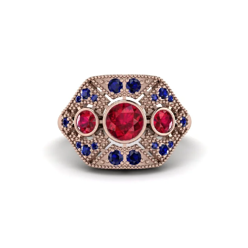 Ladies engagement rings Asian styles-Ruby Art Deco Geometric Engagement Ring - Haven No. 71