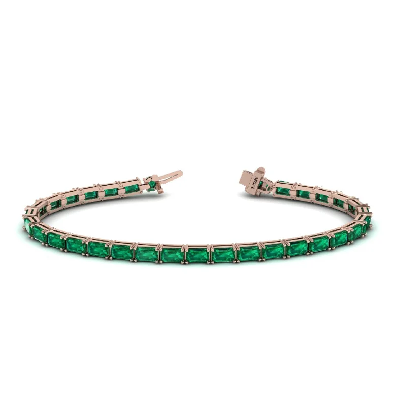 Ladies bracelets youthful charm-Emerald Cut Emerald Tennis Bracelet - Rachel No. 5