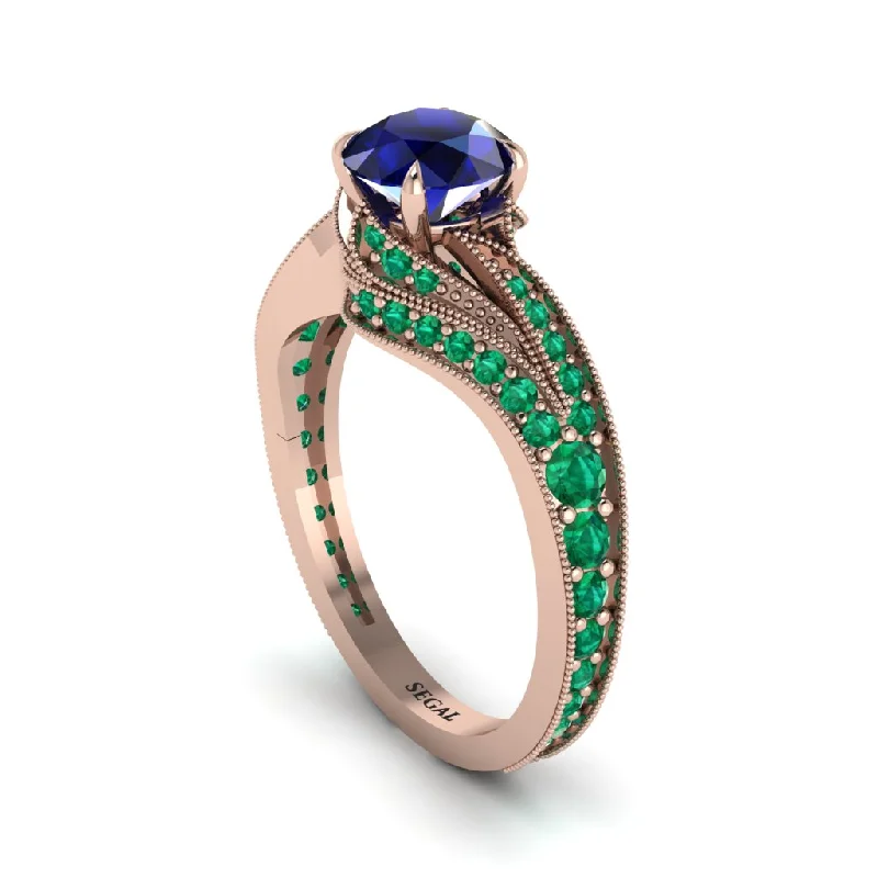 Ladies engagement rings store locations-Emerald 14K Gold Pave Engagement Ring - Magnolia No. 29