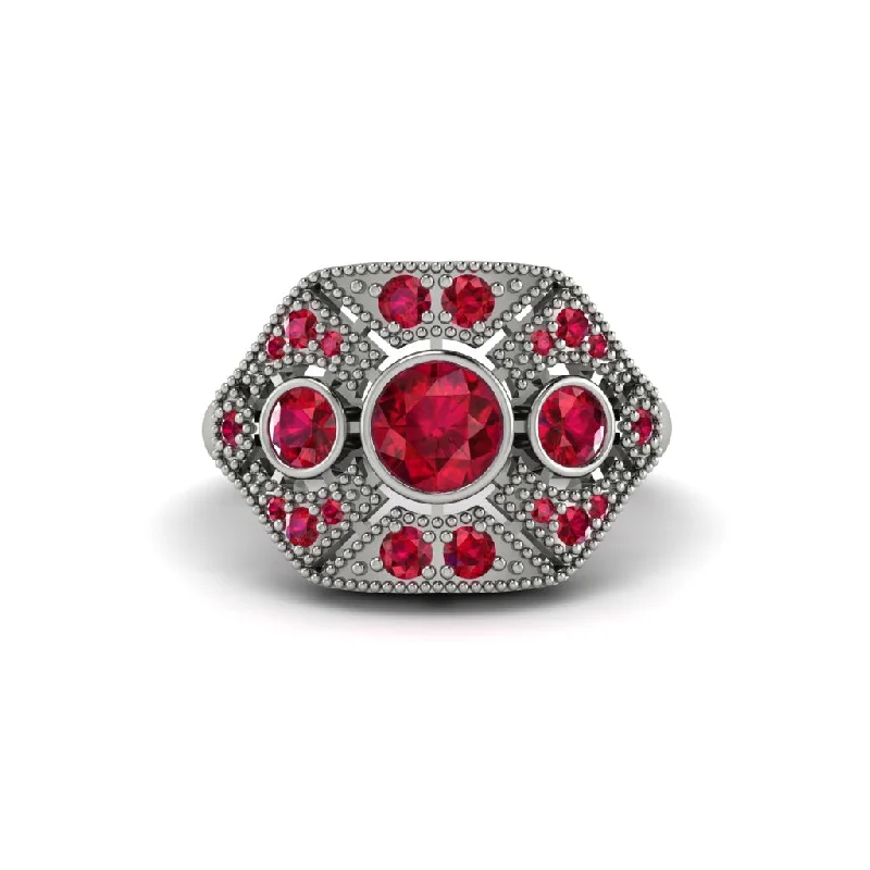 Ladies engagement rings diamond cuts-Ruby Art Deco Geometric Engagement Ring - Haven No. 57